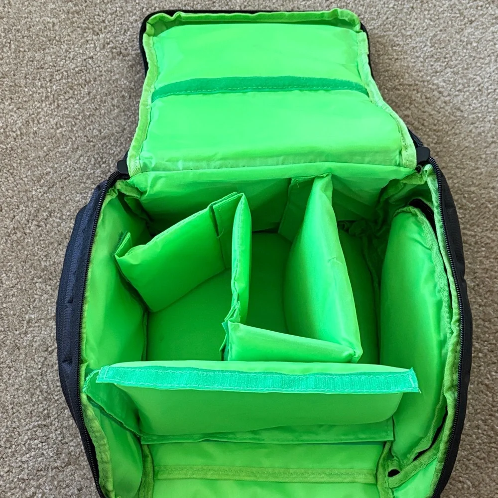 Compact Black Messenger Sling Bag with Green Accent